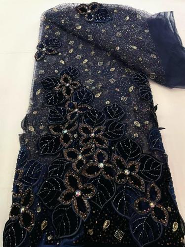 Shiny bridal tulle lace with heavy beads and pearls luxury crystal sequins lace for wedding dress