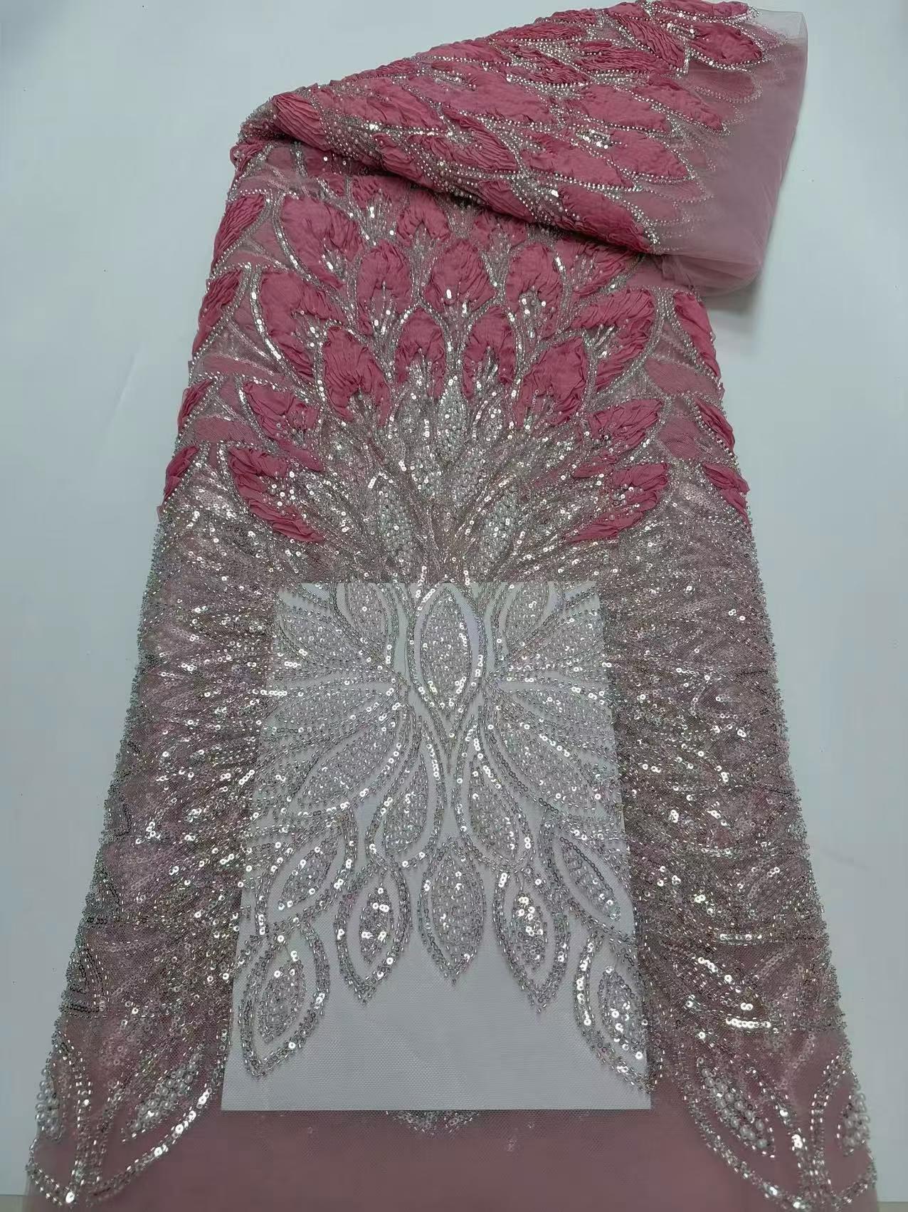 European style sequins embroidered wedding high density lace dress
