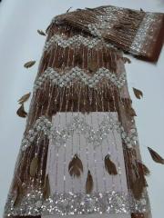 Hot-sale French textiles embroidery with sequin lace fabric suitable for sublimation
