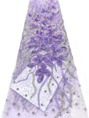 Shiny bridal tulle lace with heavy beads and pearls luxury crystal sequins lace for wedding dress