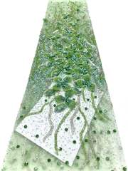 Shiny bridal tulle lace with heavy beads and pearls luxury crystal sequins lace for wedding dress