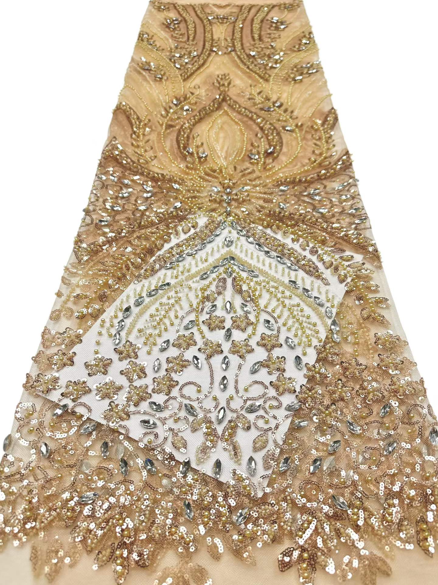 European style sequins embroidered wedding high density lace dress