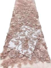 Shiny bridal tulle lace with heavy beads and pearls luxury crystal sequins lace for wedding dress