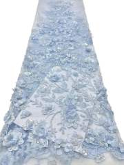 Shiny bridal tulle lace with heavy beads and pearls luxury crystal sequins lace for wedding dress