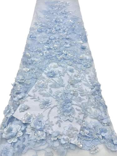 Shiny bridal tulle lace with heavy beads and pearls luxury crystal sequins lace for wedding dress