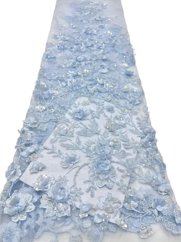 Shiny bridal tulle lace with heavy beads and pearls luxury crystal sequins lace for wedding dress