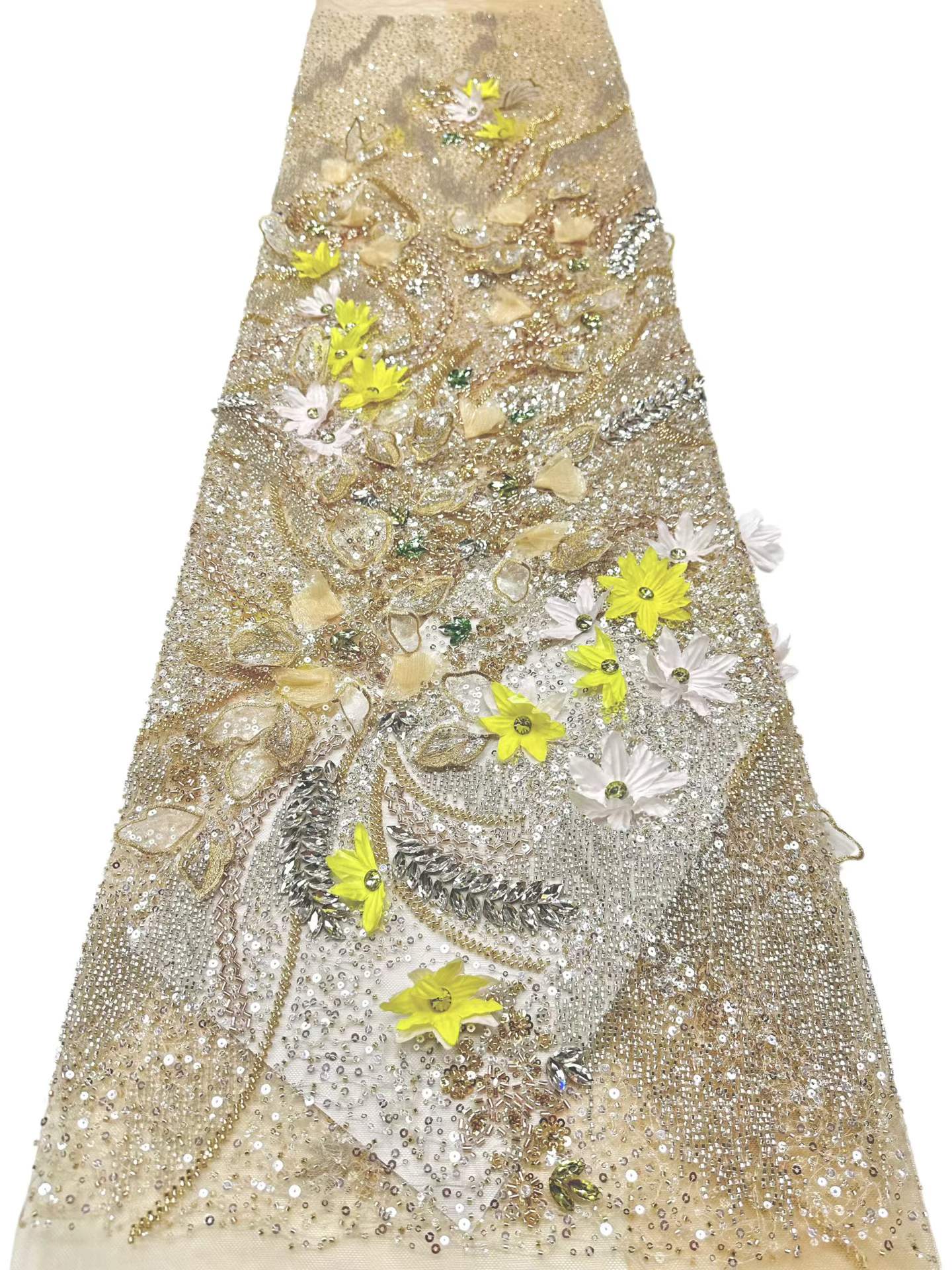 European style sequins embroidered wedding high density lace dress