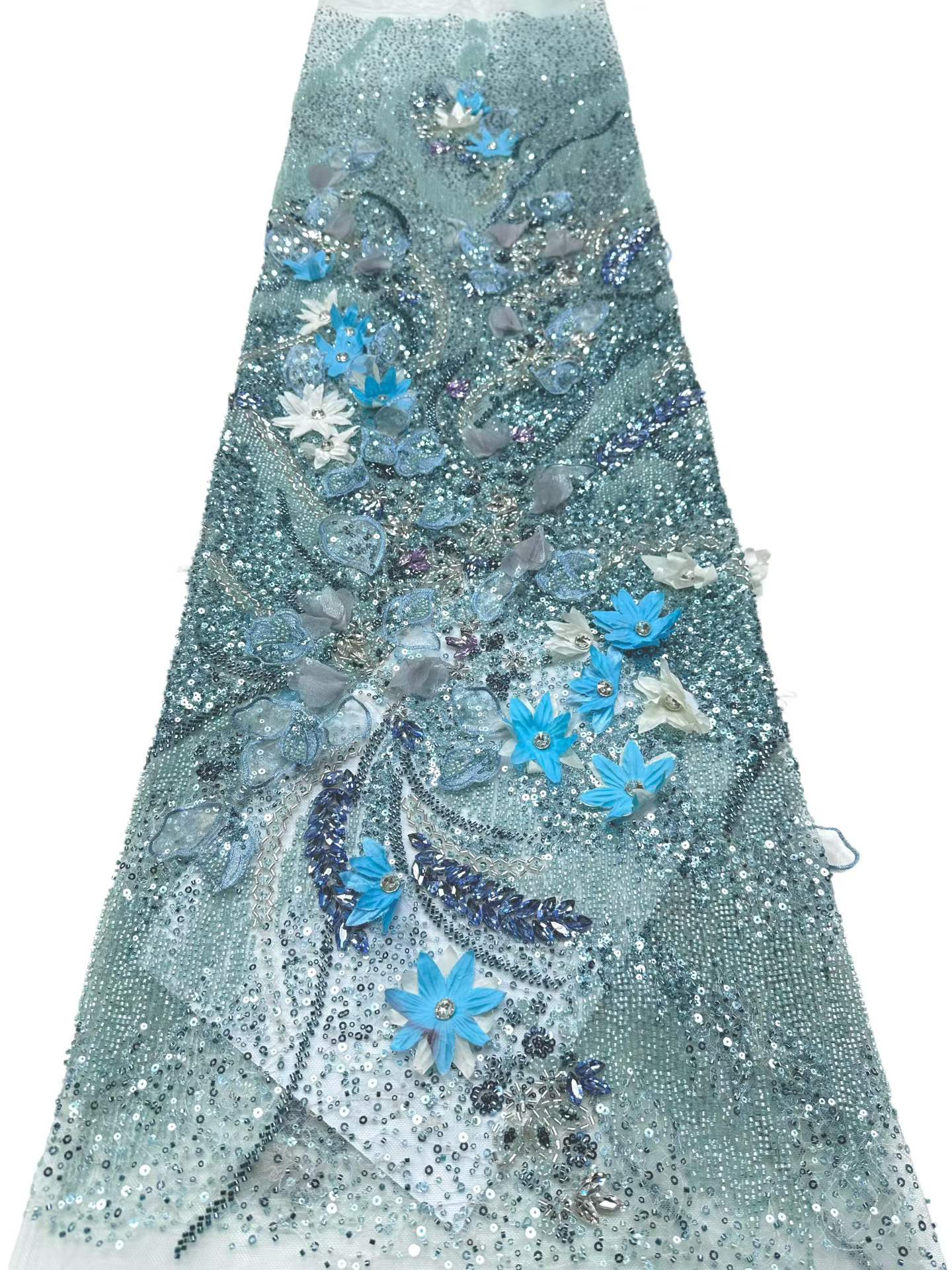 European style sequins embroidered wedding high density lace dress