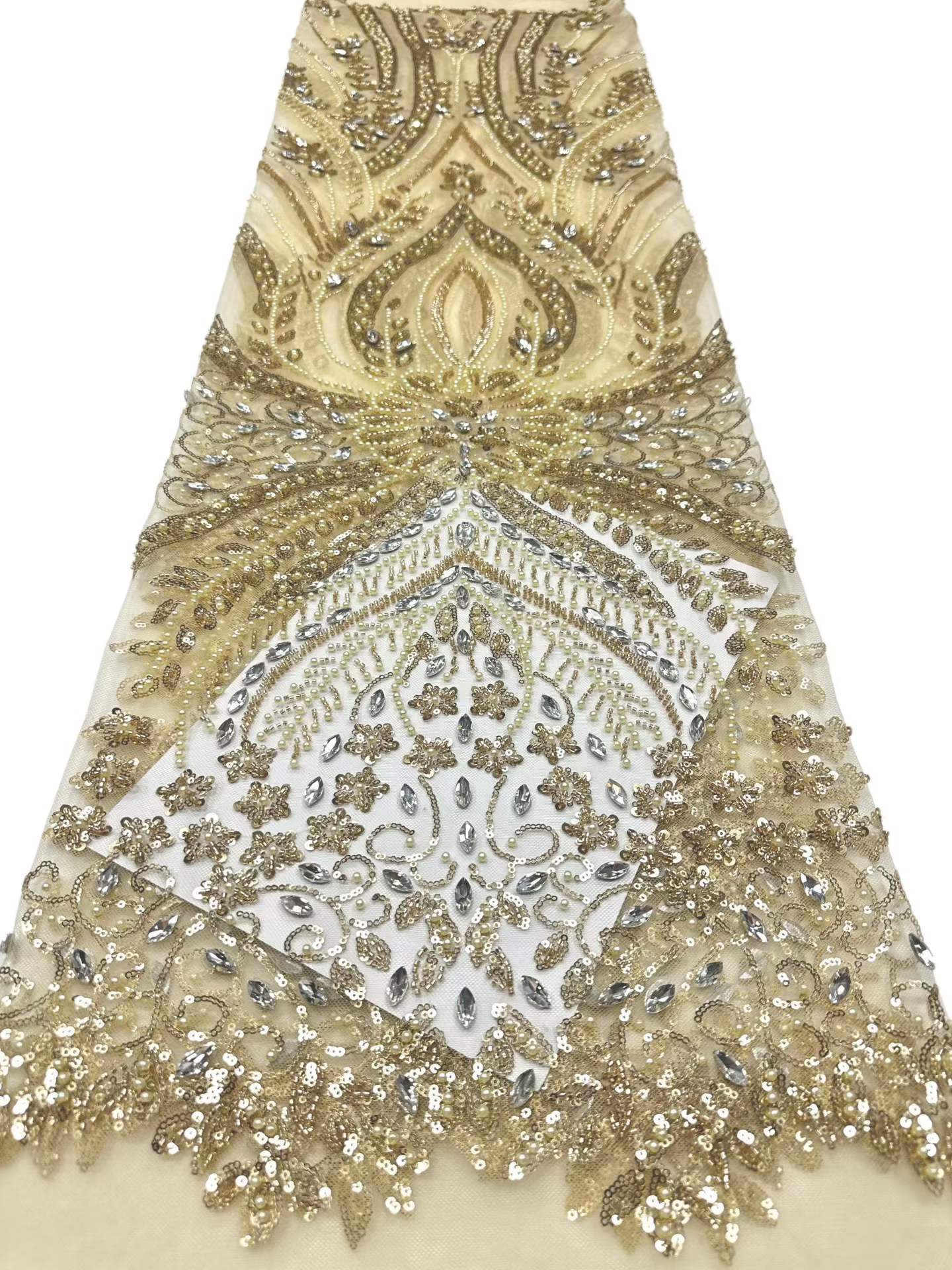 European style sequins embroidered wedding high density lace dress