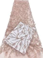Shiny bridal tulle lace with heavy beads and pearls luxury crystal sequins lace for wedding dress