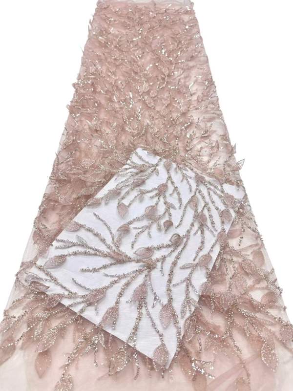Shiny bridal tulle lace with heavy beads and pearls luxury crystal sequins lace for wedding dress