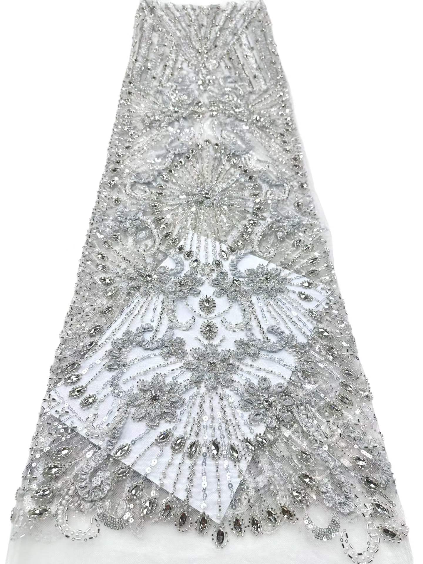 European style sequins embroidered wedding high density lace dress