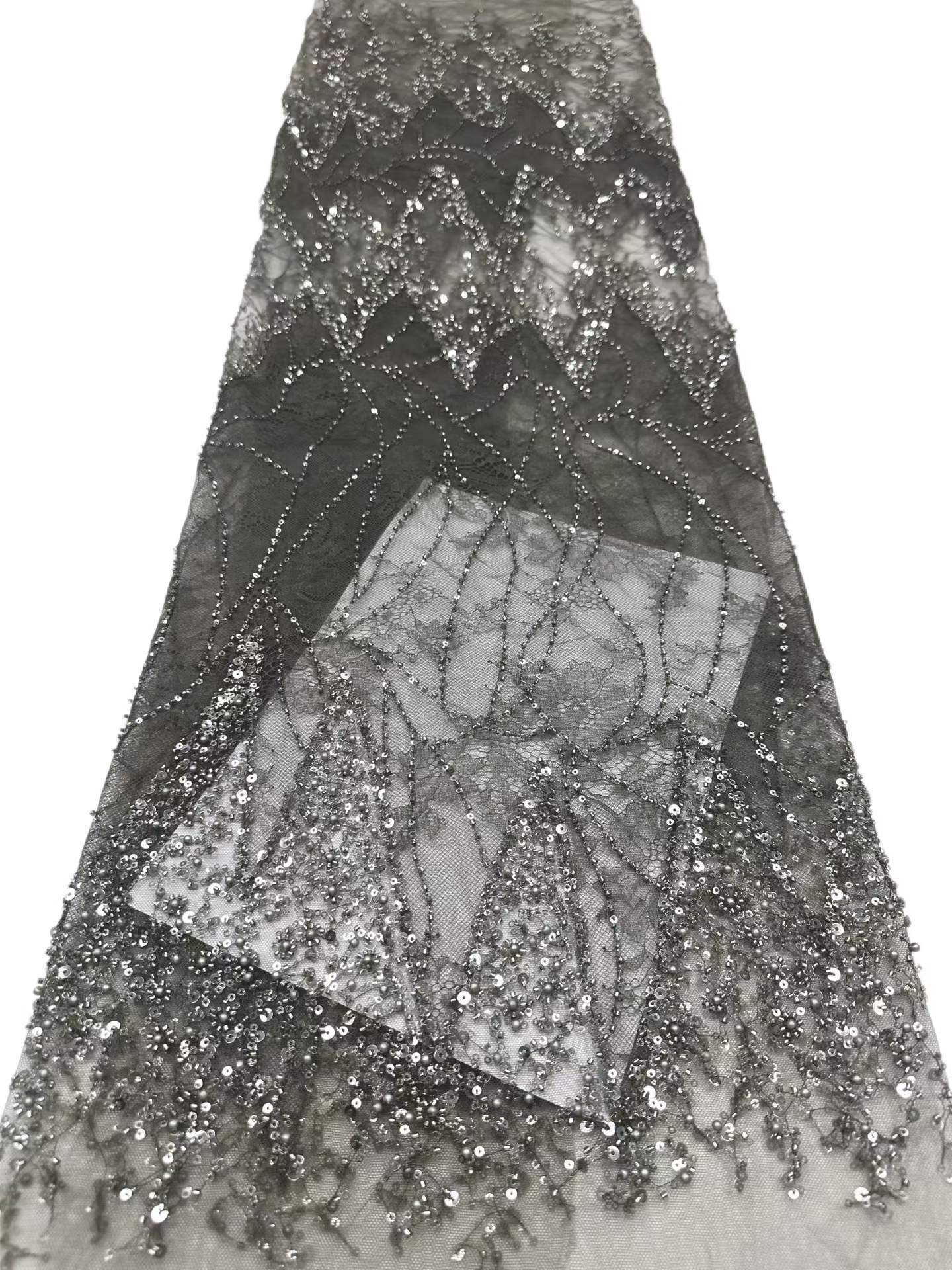 European style sequins embroidered wedding high density lace dress