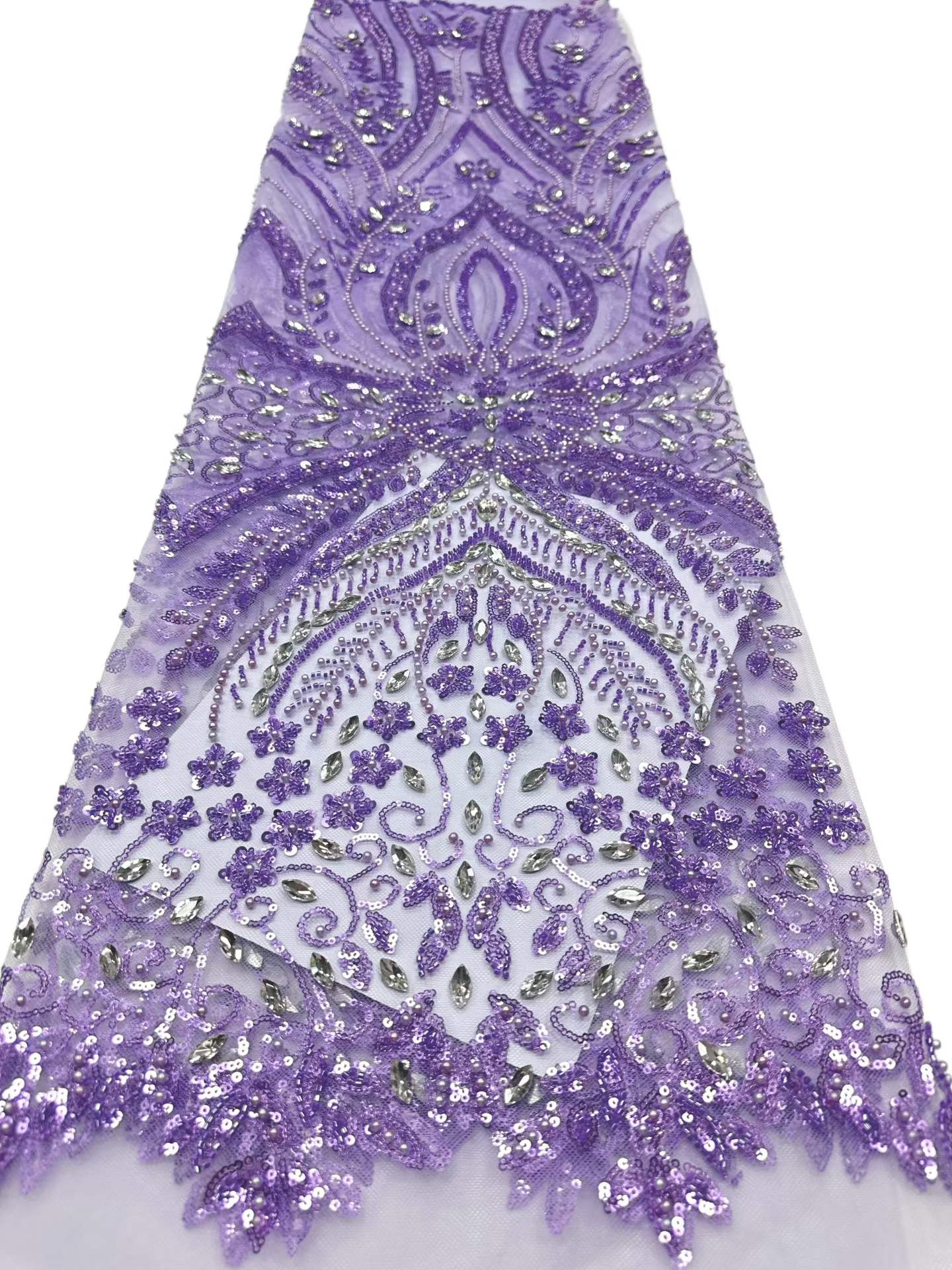 European style sequins embroidered wedding high density lace dress