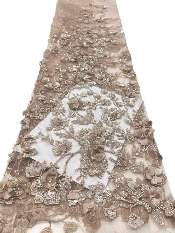 Shiny bridal tulle lace with heavy beads and pearls luxury crystal sequins lace for wedding dress