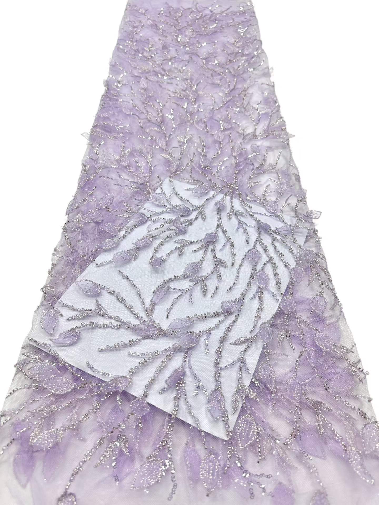 Shiny bridal tulle lace with heavy beads and pearls luxury crystal sequins lace for wedding dress