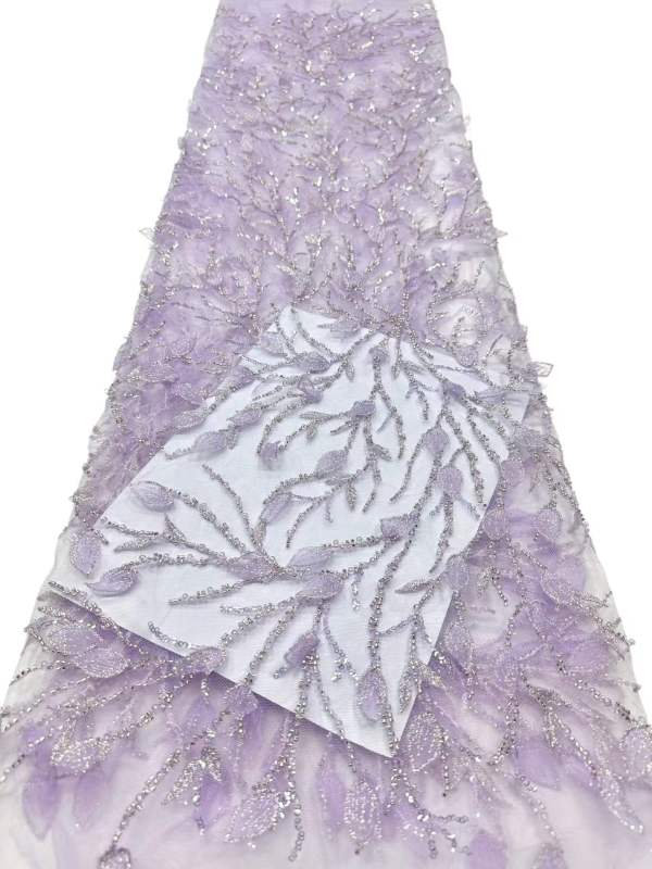 Shiny bridal tulle lace with heavy beads and pearls luxury crystal sequins lace for wedding dress