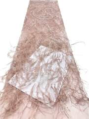 Shiny bridal tulle lace with heavy beads and pearls luxury crystal sequins lace for wedding dress