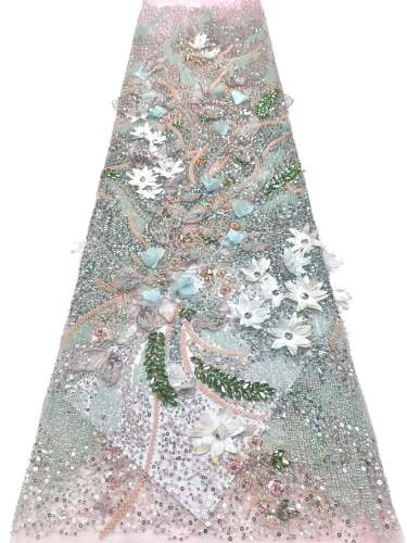 European style sequins embroidered wedding high density lace dress