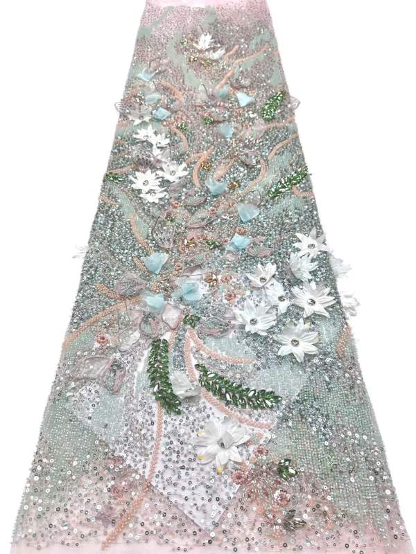 European style sequins embroidered wedding high density lace dress