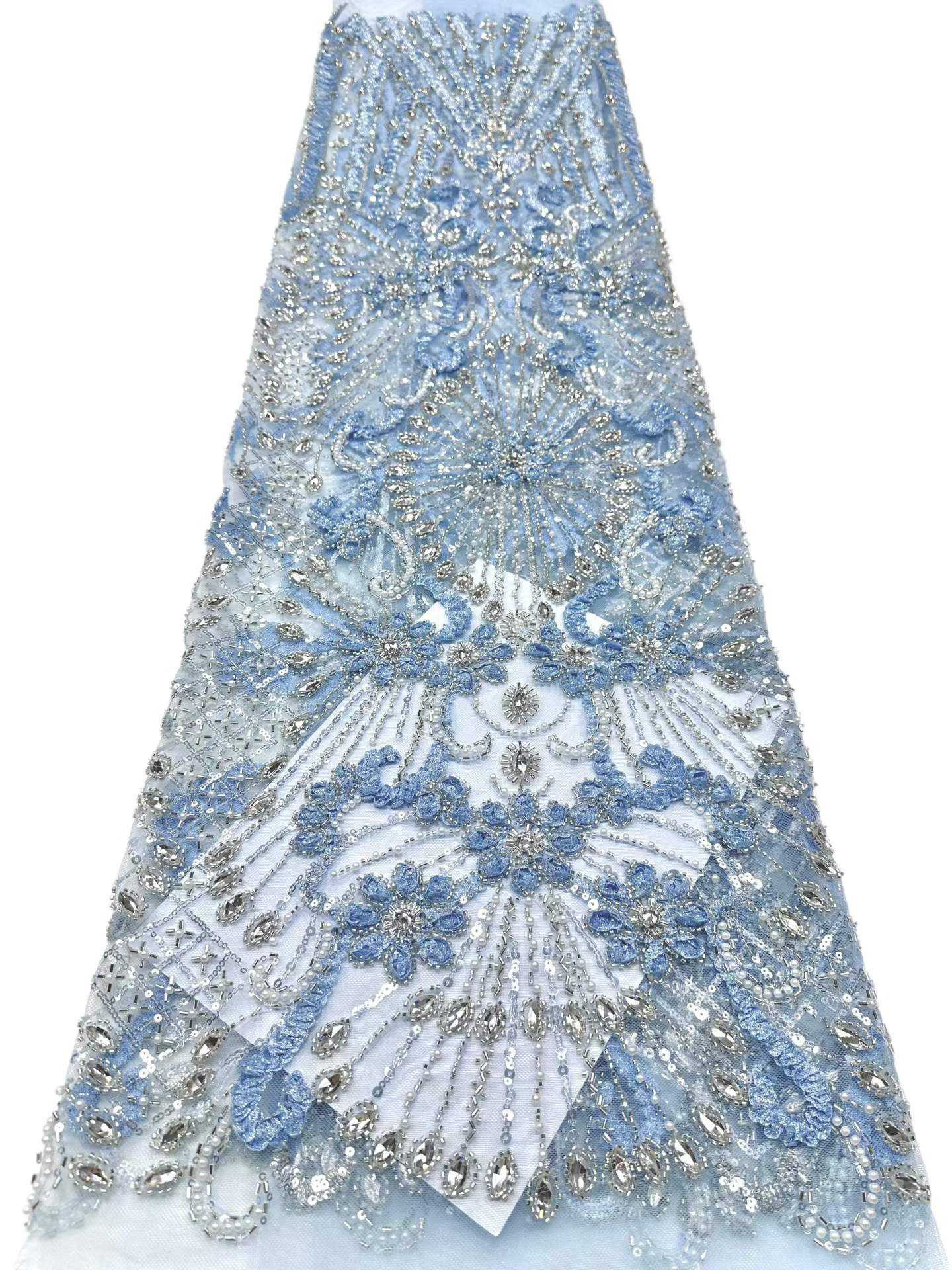 European style sequins embroidered wedding high density lace dress