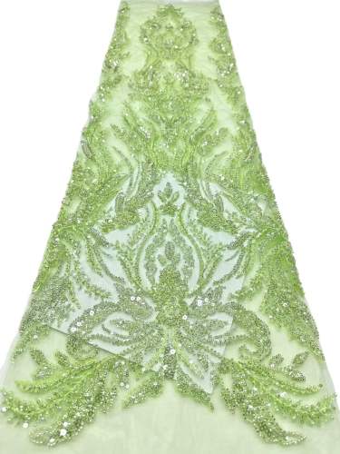 Shiny bridal tulle lace with heavy beads and pearls luxury crystal sequins lace for wedding dress