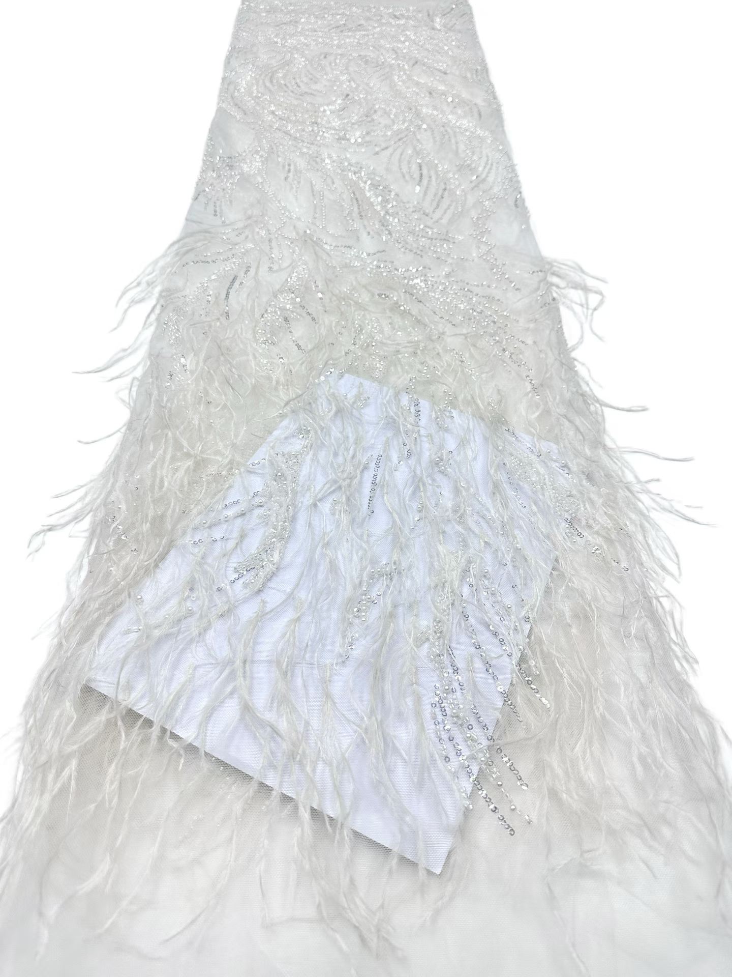 Shiny bridal tulle lace with heavy beads and pearls luxury crystal sequins lace for wedding dress