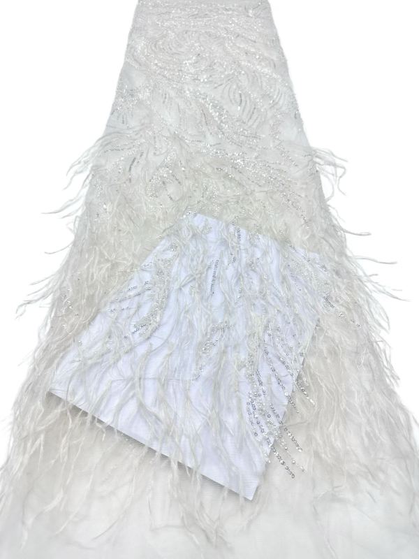 Shiny bridal tulle lace with heavy beads and pearls luxury crystal sequins lace for wedding dress