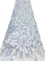 Shiny bridal tulle lace with heavy beads and pearls luxury crystal sequins lace for wedding dress