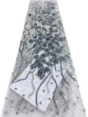 Shiny bridal tulle lace with heavy beads and pearls luxury crystal sequins lace for wedding dress