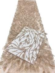 Shiny bridal tulle lace with heavy beads and pearls luxury crystal sequins lace for wedding dress