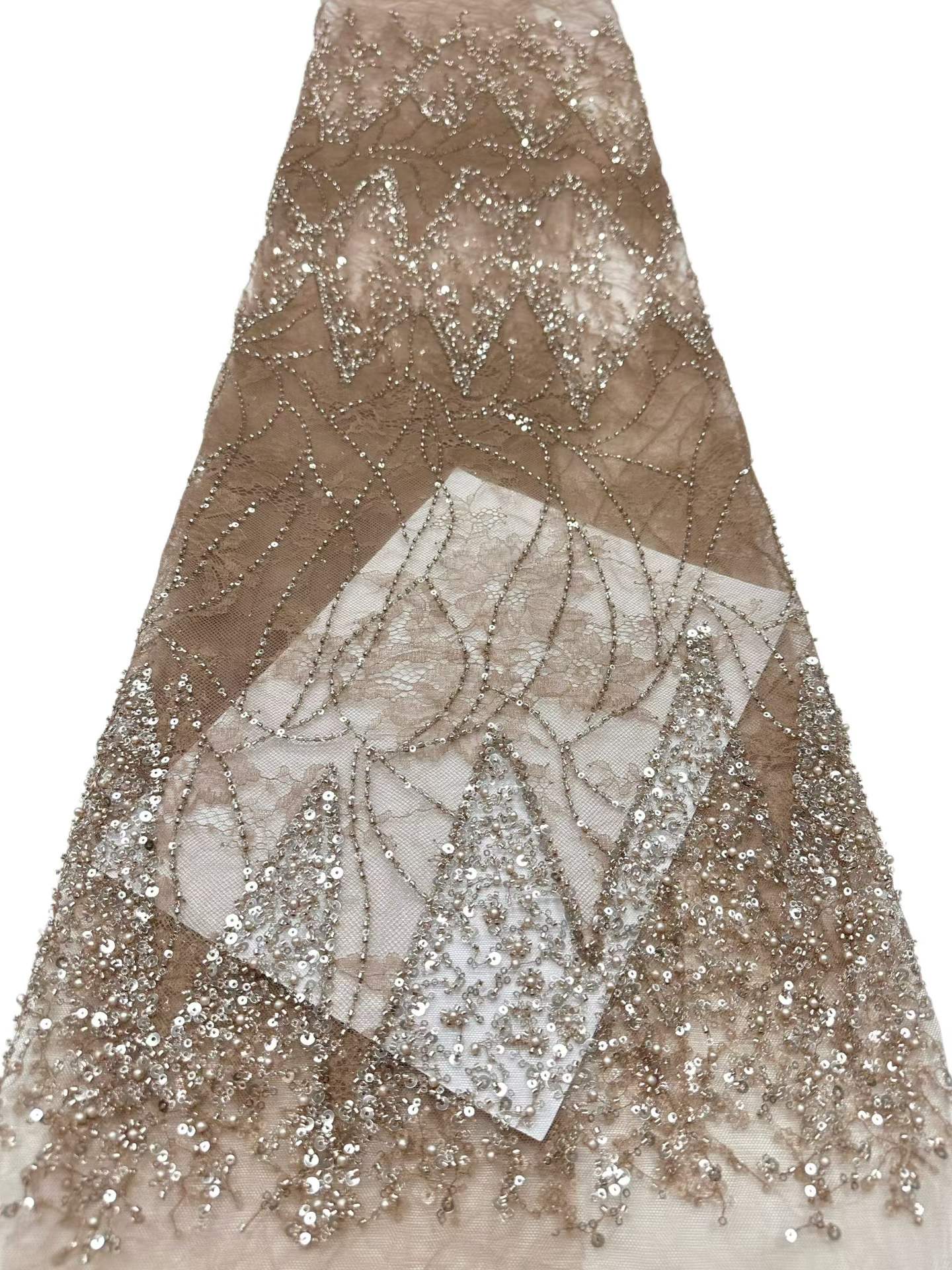 European style sequins embroidered wedding high density lace dress