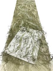 Shiny bridal tulle lace with heavy beads and pearls luxury crystal sequins lace for wedding dress