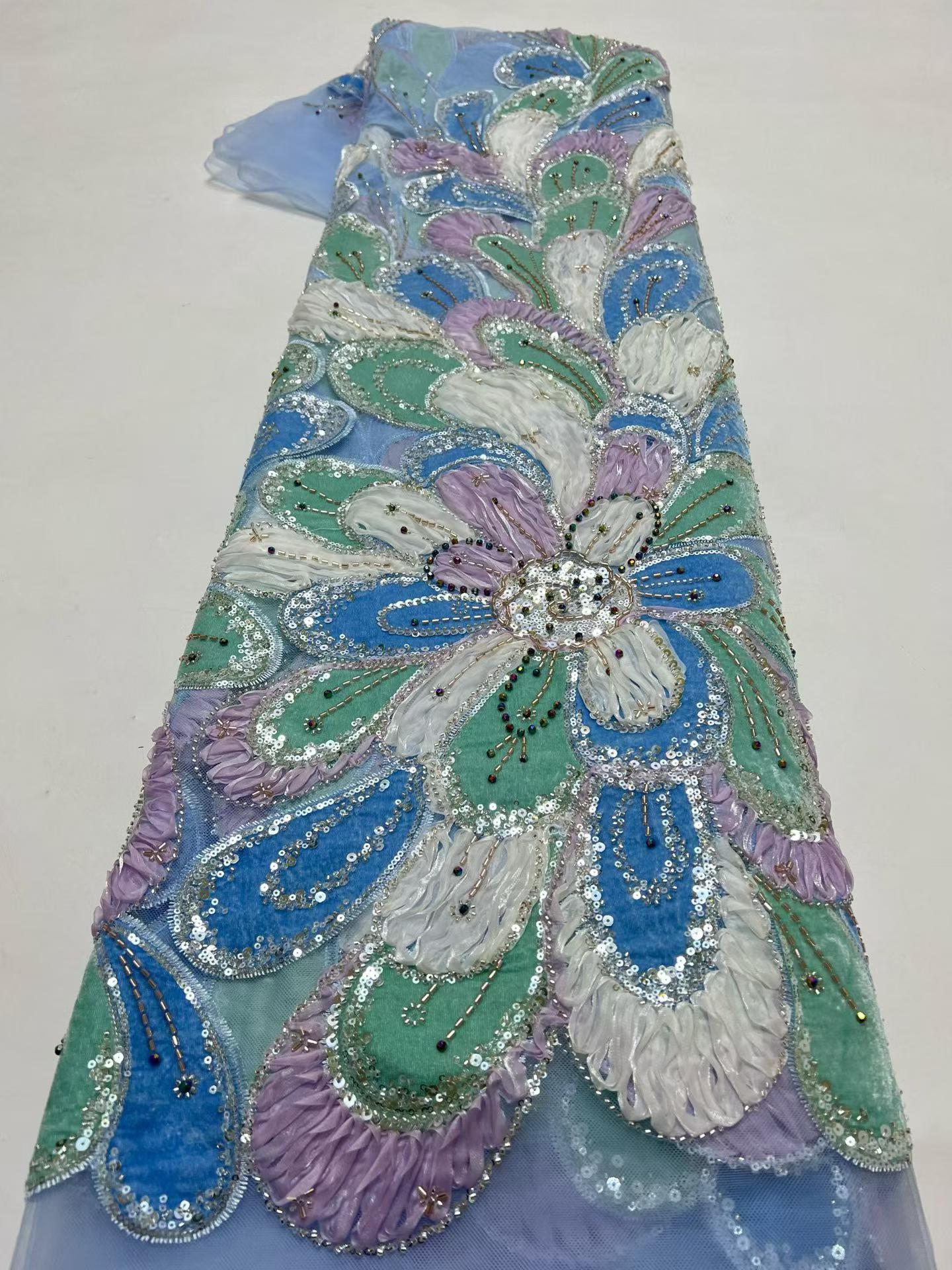European style sequins embroidered wedding high density lace dress