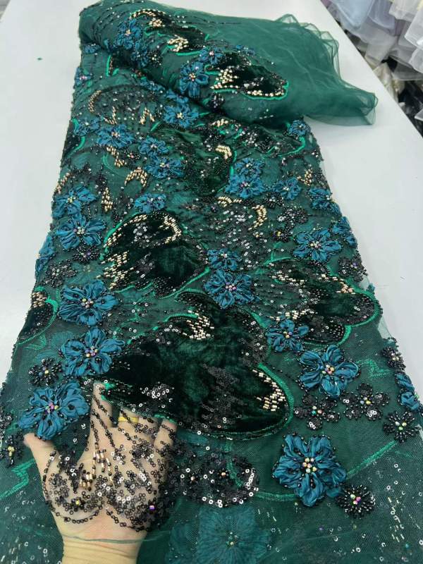 European style sequins embroidered wedding high density lace dress