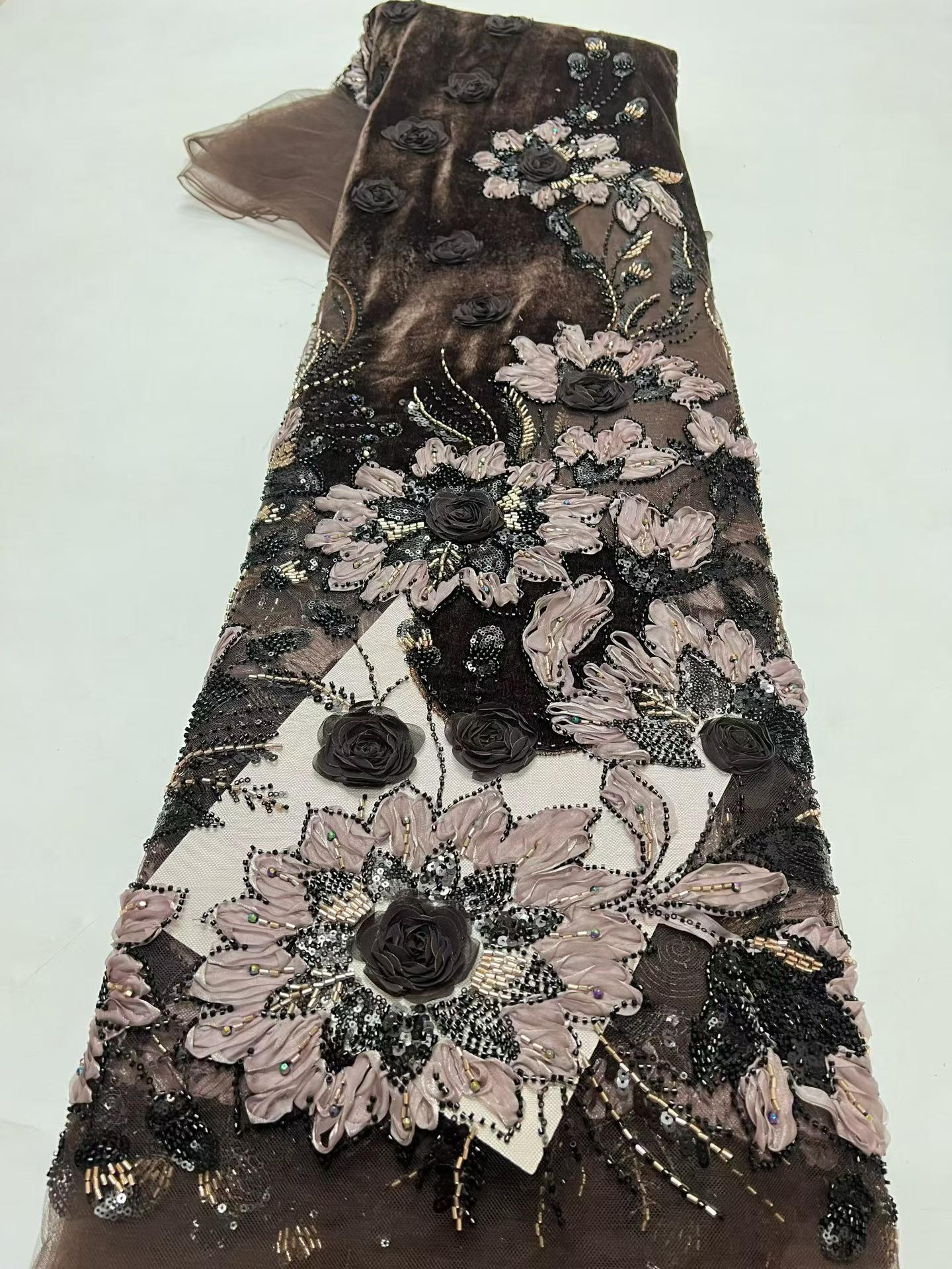 European style sequins embroidered wedding high density lace dress