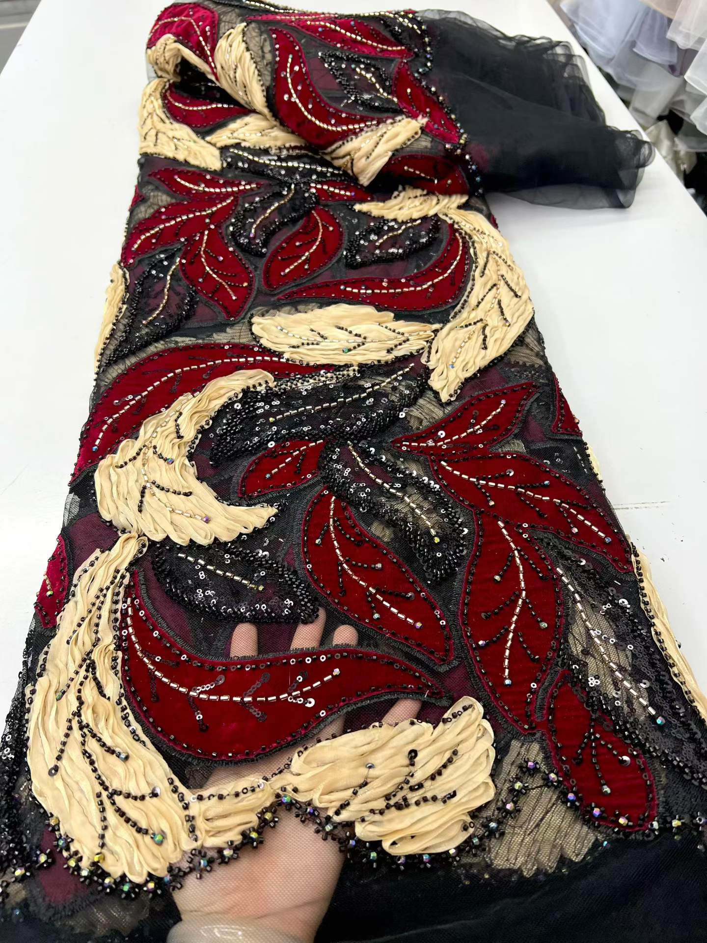European style sequins embroidered wedding high density lace dress