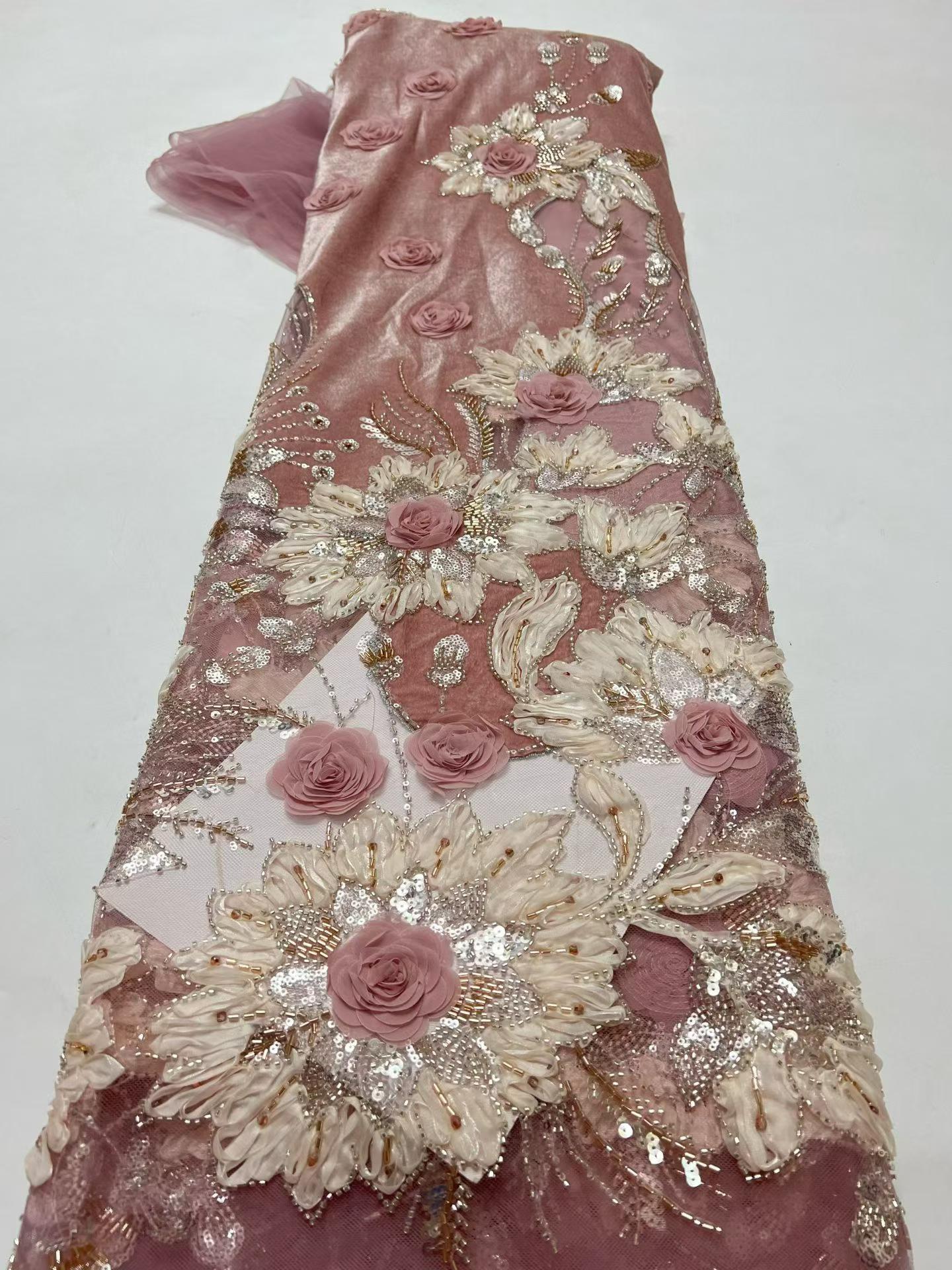 European style sequins embroidered wedding high density lace dress