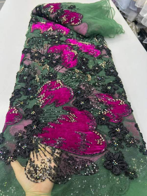 European style sequins embroidered wedding high density lace dress