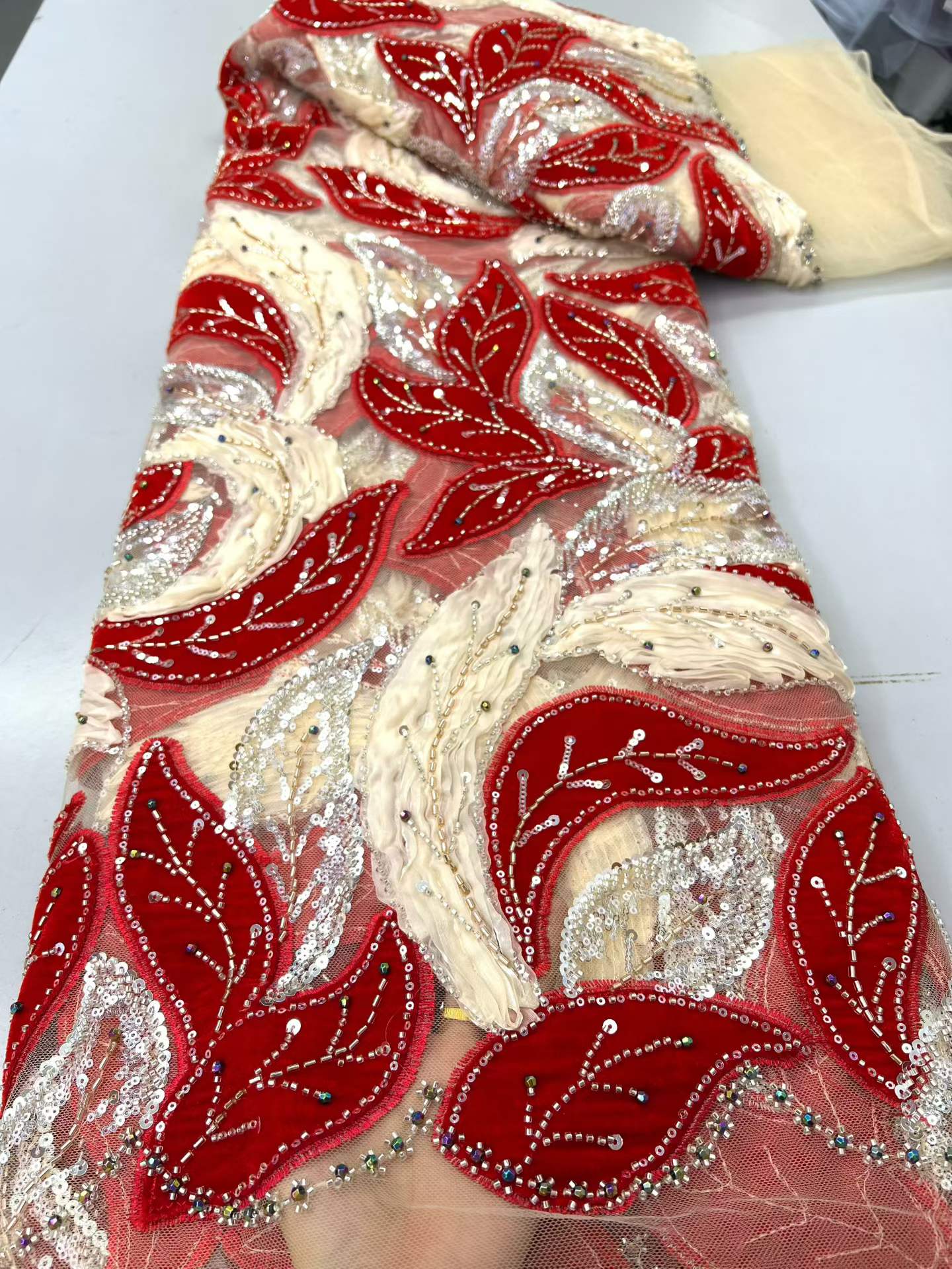 European style sequins embroidered wedding high density lace dress