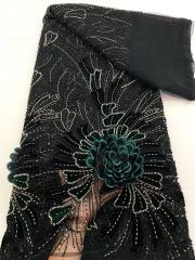 Shiny bridal tulle lace with heavy beads and pearls luxury crystal sequins lace for wedding dress