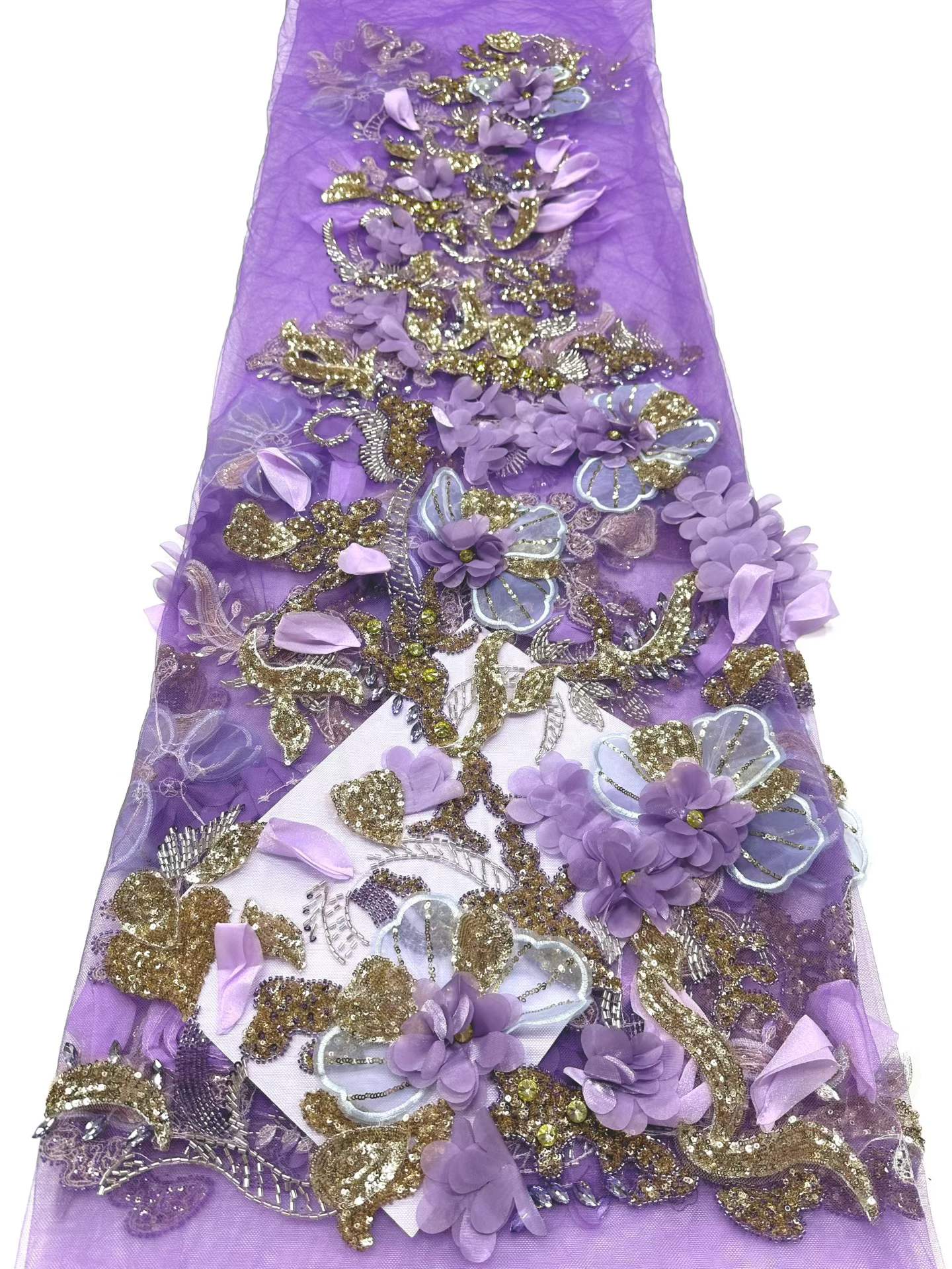 European style sequins embroidered wedding high density lace dress