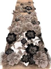 Shiny bridal tulle lace with heavy beads and pearls luxury crystal sequins lace for wedding dress
