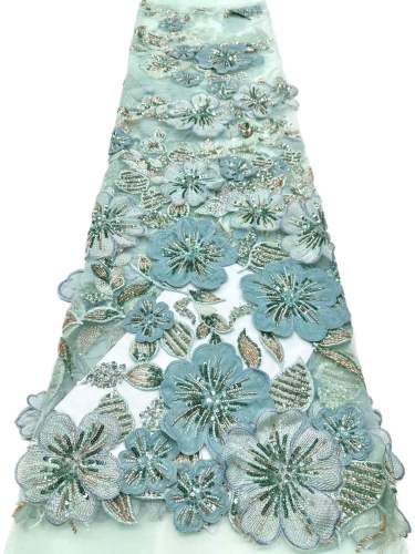 Shiny bridal tulle lace with heavy beads and pearls luxury crystal sequins lace for wedding dress