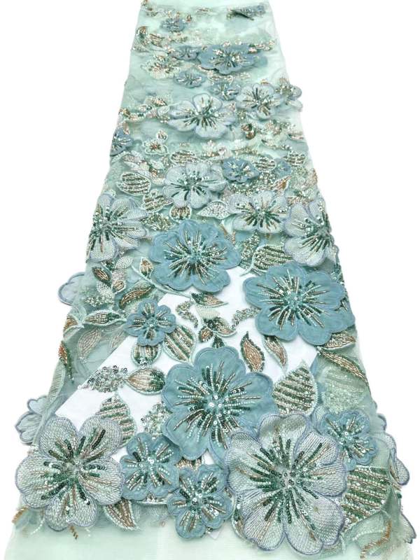 Shiny bridal tulle lace with heavy beads and pearls luxury crystal sequins lace for wedding dress