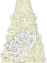 Shiny bridal tulle lace with heavy beads and pearls luxury crystal sequins lace for wedding dress