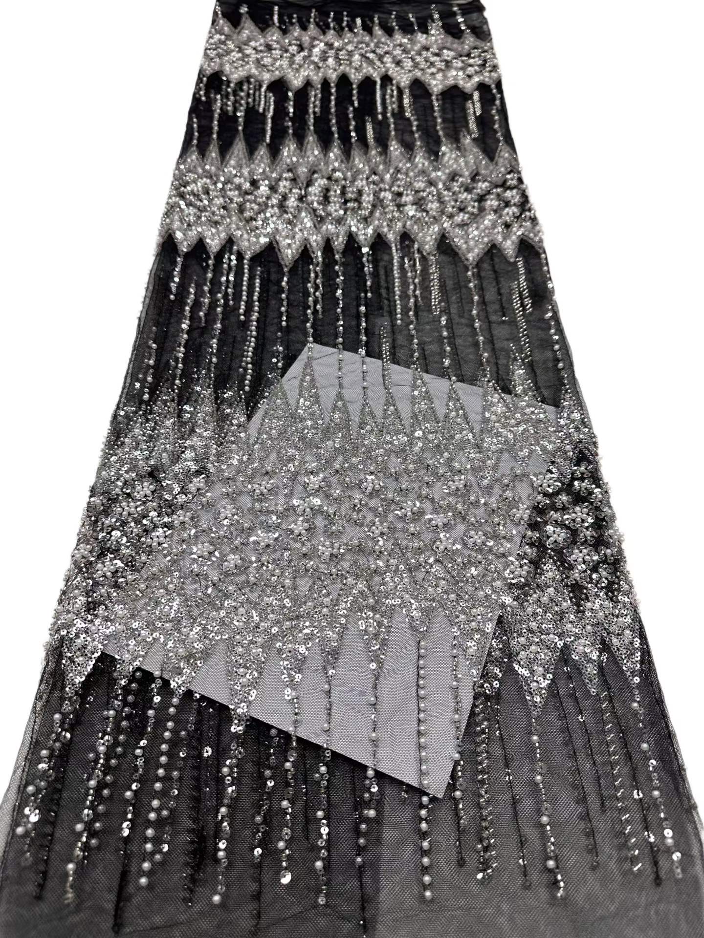 European style sequins embroidered wedding high density lace dress