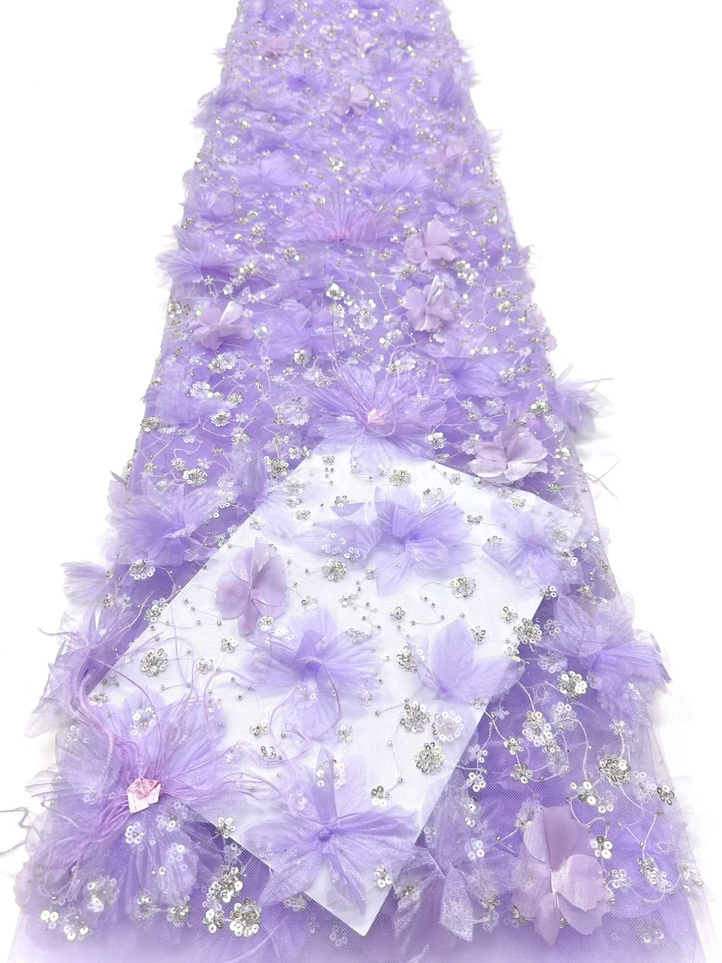 Shiny bridal tulle lace with heavy beads and pearls luxury crystal sequins lace for wedding dress