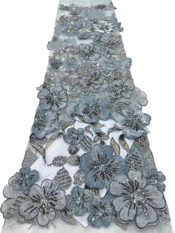 Shiny bridal tulle lace with heavy beads and pearls luxury crystal sequins lace for wedding dress