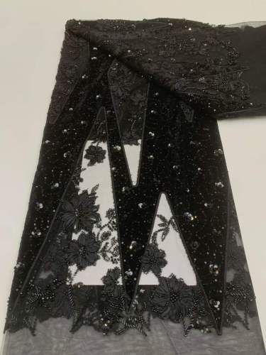 Hot-sale French textiles embroidery with sequin lace fabric suitable for sublimation